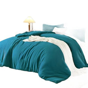 Nikcorp Set posteljine od mekanog pamuka, prozračna i udobna, s efektom lana, navlaka za poplun i jastučnica, plava 135x200/80x80 cm