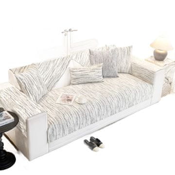 Nikcorp Presvlaka za kauč od ženilja, protuklizna zaštita za sofu, mekana navlaka za sjedište, periva u perilici, bijelo-crna 90x210 cm