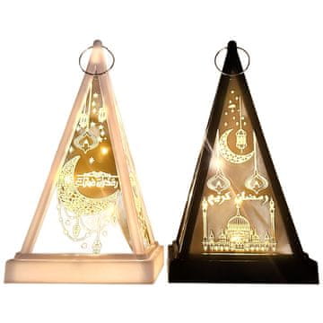 Nikcorp Dekorativne Ramazanske LED Lanterne za ugodnu atmosferu, set za Eid Mubarak i uređenje doma, ABS plastika, crna i bijela, 2 kom