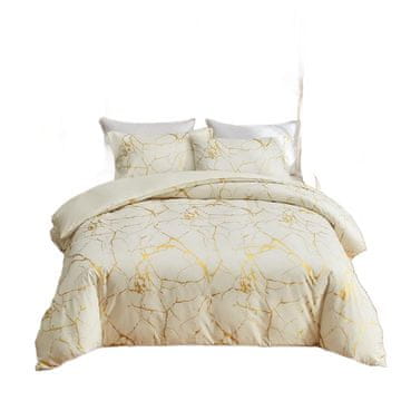 Nikcorp Set posteljine od mikrovlakana 155x220 cm i 2x 80x80 cm, mekana i udobna s patentnim zatvaračem, bež sa zlatnim printom