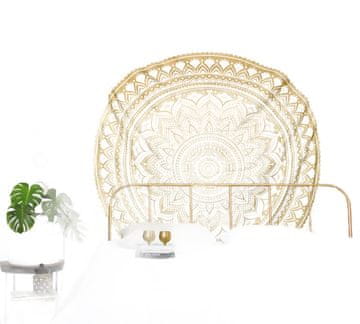 Nikcorp Zidna tapiserija boho mandala, višenamjenski prekrivač za krevet i kauč, dekoracija za zid, bijelo-zlatna, 208x232 cm