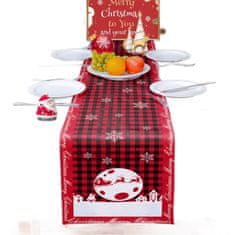 Nikcorp Božićni stolni nadstolnjak za blagovaonski stol, pamuk i lan, dekoracija za Božić, crveni s kariranim uzorkom, 33x230 cm