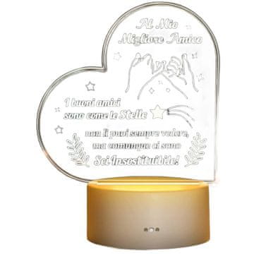 Nikcorp Personalizirana LED statua za prijateljstvo, noćna lampica sa 7 boja, USB napajanje, poklon za prijatelja, 14.5x16.5 cm