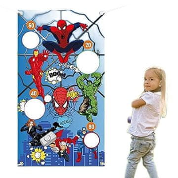 Nikcorp Igra bacanja vrećica Superheroji za djecu, zabavna arkadna igra za gađanje u metu, za rođendane i zabave, 80x140 cm