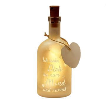 Nikcorp Romantična LED boca s natpisom, idealan poklon za zaljubljene, dekoracija za stol, toplo svjetlo, na baterije, 17.5 cm