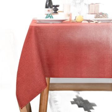 Nikcorp Stolnjak vodootporni pravokutni, imitacija lana, za blagovaonicu i vrt, otporan na mrlje, crveni, 145x240 cm