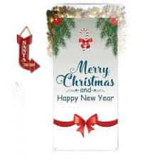 Nikcorp Božićni banner za vrata Merry Christmas, velika vanjska dekoracija za zid, otporan na vremenske uvjete, 185x90 cm
