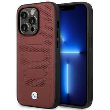 Bmw Futrola za iPhone 14 Pro Max kožna sjedala s uzorkom MagSafe bordo
