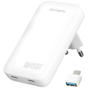 4smarts 45W GaN 2xUSB-C zidni punjač bijeli