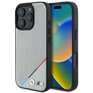Bmw iPhone 16 Pro tvrda futrola MagSafe Tricolor Line siva
