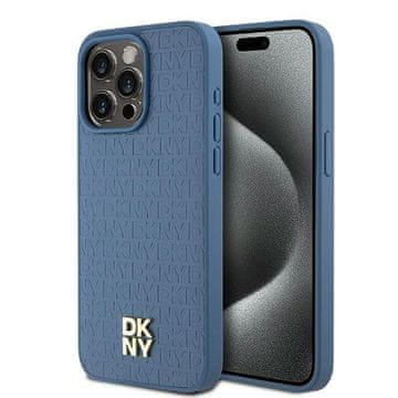 DKNY Kožna maskica za iPhone 15 Pro Max MagSafe, plava