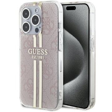 Guess tvrda futrola IML remen za iPhone 15 Pro zlatno-ružičasta
