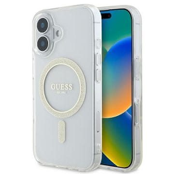 Guess Glitter Circle MagSafe maskica za iPhone 16 prozirna