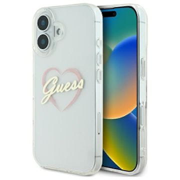 Guess Futrola za iPhone 16 Plus 6.7" prozirna tvrda futrola u obliku srca