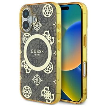 Guess MagSafe smeđa tvrda maska Peony za iPhone 16