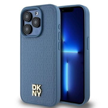 DKNY iPhone 15 Pro MagSafe kožna maskica s monogramom, plava