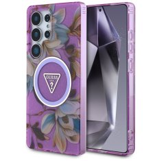 Guess Futrola Guess Glitter Flowers Triangle Buttons MagSafe za Samsung Galaxy S25 Ultra, ljubičasta