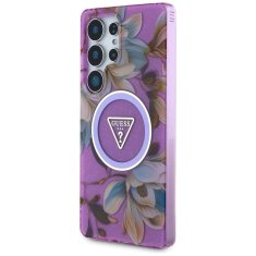 Guess Futrola Guess Glitter Flowers Triangle Buttons MagSafe za Samsung Galaxy S25 Ultra, ljubičasta