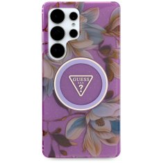 Guess Futrola Guess Glitter Flowers Triangle Buttons MagSafe za Samsung Galaxy S25 Ultra, ljubičasta