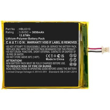 CoreParts Baterija 13.87Wh Li-Polymer 3.8V 3650mAh Crna