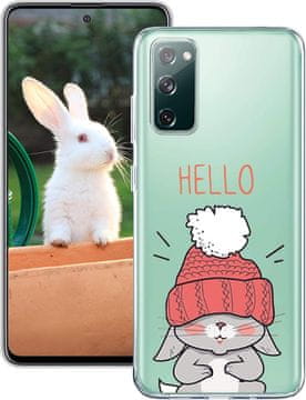 Silikonska maskica za Samsung Galaxy S20 FE s prozirnom stražnjom stranom i zečjim uzorkom.