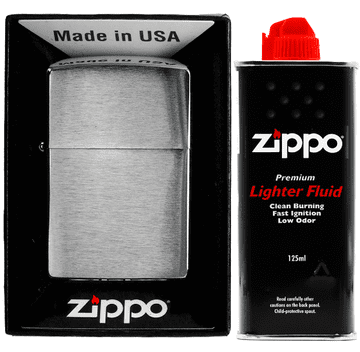 Komplet zippo upaljač brušeni krom benzin pribor