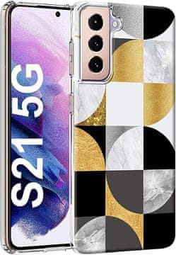 Silikonska futrola za Samsung Galaxy S21 5G, geometrijska, zlatno-crna, SM-G991B