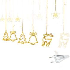 Nikcorp LED Božićne lampice svjetlosni lanac, 3,5m svjetlosna zavjesa s 12 ukrasa, 8 načina rada, za prozor, zid, unutarnja dekoracija