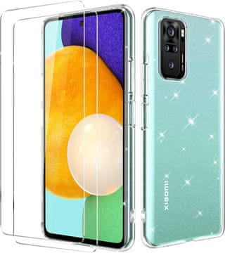 Silikonska maskica za Xiaomi Redmi Note 10 4G sa šljokicama + 2x staklo