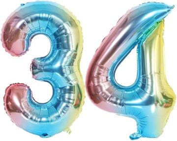 Veliki folijski balon ZA godišnjicu rođendana broj 34 43 višebojni 80cm