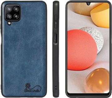 Futrola za Samsung Galaxy A42 5G, silikon, eko koža, tamnoplava, kaljeno staklo