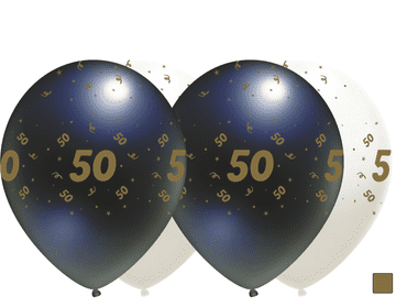 Crni rođendanski baloni, "50", 30 cm, 10 kom.