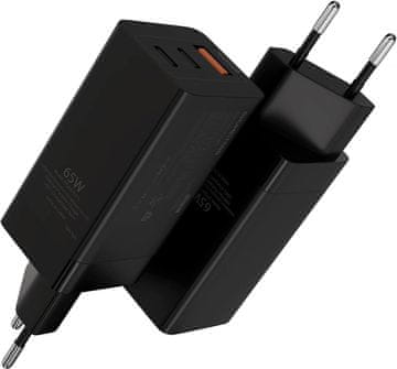 USB C 65W brzo punjenje USB-A Shumeifang punjač crni 3u1 QC Samsung