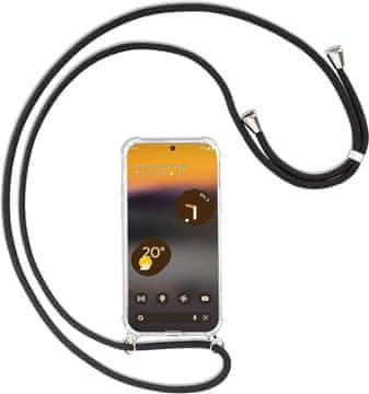 Silikonska futrola za Google Pixel 6A, prozirna + crna vrpca za vezicu