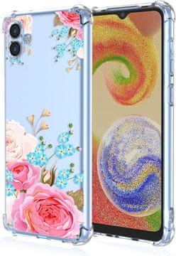 Silikonska maskica za Samsung Galaxy A04 prozirna maskica s cvijećem i božurima