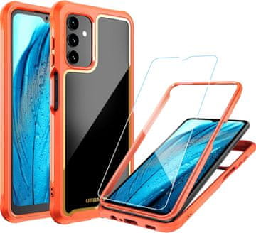 Ojačana maskica ZA Samsung Galaxy A13 5G narančasta neonska + kaljeno staklo