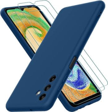 Tamnoplava silikonska maskica za Samsung Galaxy A13 5G 3X od kaljenog stakla