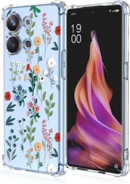 Futrola ZA OPPO RENO9 PRO prozirna, šareno cvijeće, visoka čvrstoća