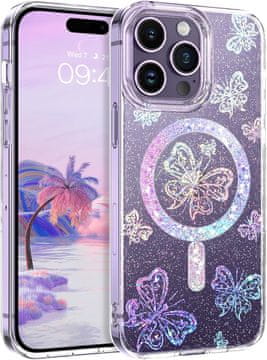 Silikonska maskica za Apple iPhone 11 Pro s glitter holo leptirima, magsafe A2160