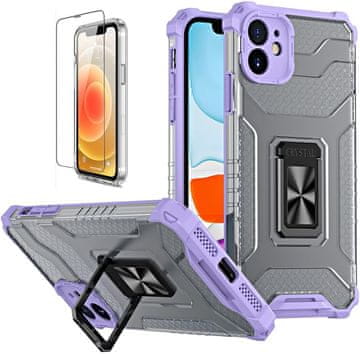 Set futrola za Apple iPhone 11 6.1' ljubičasta oklopna + 1x kaljeno staklo