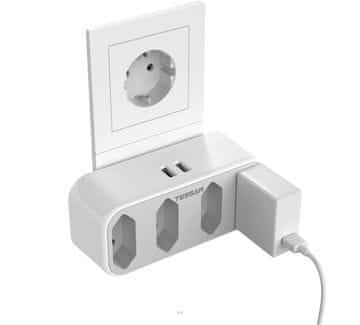 Razdjelnik snage 2300W 2.5A za 4xEURO AC uski 2xUSB bijeli
