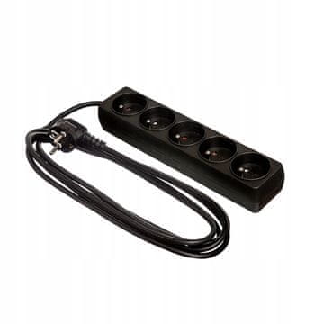 Produžni kabel 5 utičnica 1,5 m +0 crni