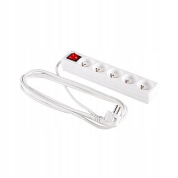Produžni kabel s 5 utičnica, 3 m +0, s prekidačem