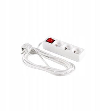 Produžni kabel s 3 utičnice, 5 m +0, s prekidačem