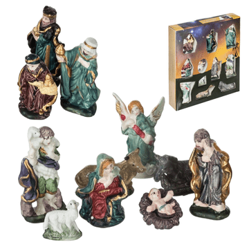 Nikcorp Figurice za jaslice, set 11 komada za kompletnu božićnu scenu, keramičke figure, tradicionalni ukras, visina 10 cm