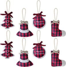 Set platnenih privjesaka za božićne kuglice 8 KOM 12 CM