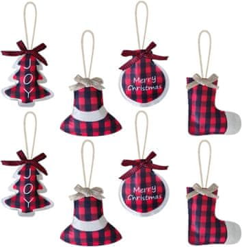 Set platnenih privjesaka za božićne kuglice 8 KOM 12 CM