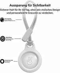 2x futrola za Apple Airtag 2021 s prstenom za ključeve, bijela, crna