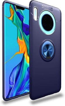 Silikonska maska za Huawei Mate 30, crna, sa stražnjom stranom i prstenom.