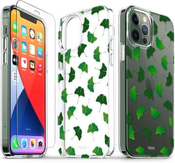 Set futrole i kaljenog stakla za Apple iPhone 12/12 PRO s glitter leaves A2172